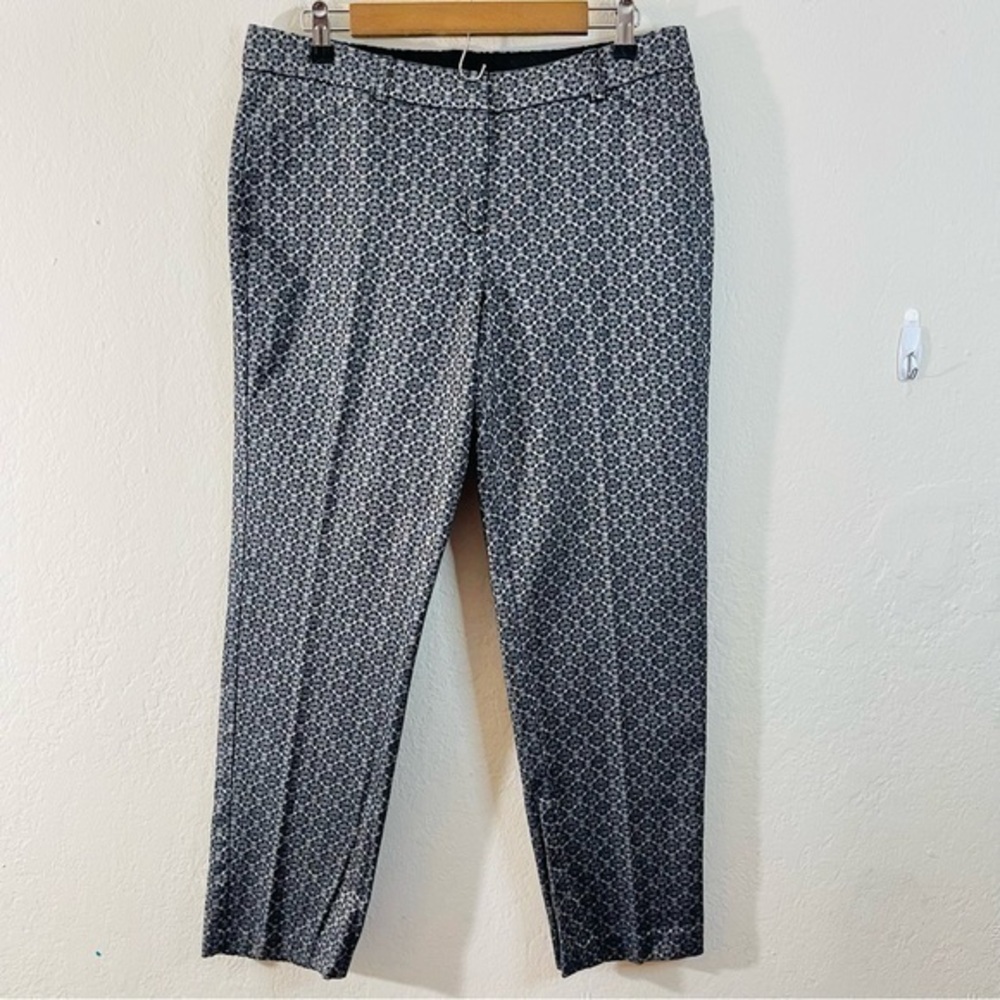 Zac & Rachel Floral High Rise Women Trouser Pants Size 12 Black/White